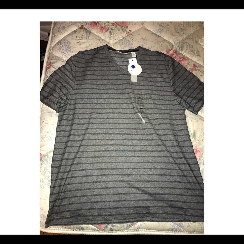 Gray striped v neck